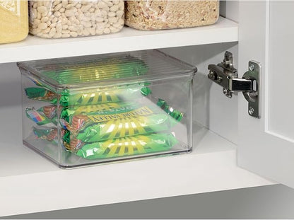 iDesign Recycled Plastic Pantry and Kitchen Storage, Freezer and Fridge Organizer Lidded Bin – 6.75” x 5.75” x 3.75”, Clear