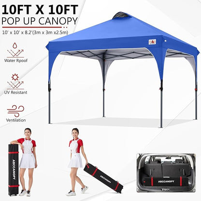 ABCCANOPY Outdoor Pop up Canopy Tent, 10x10 Instant Portable Canopy for Camping, Beach, Backyard,Blue