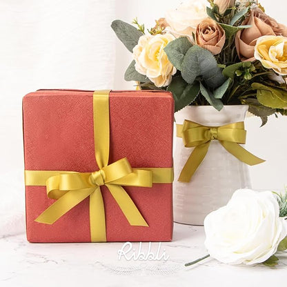 Ribbli Gold Satin Ribbon 5/8 inch x Continuous 25 Yards,Double Faced Satin Use for Craft, Gift Wrapping, Christmas Ornaments, Hair Bows, Bouquet Bows