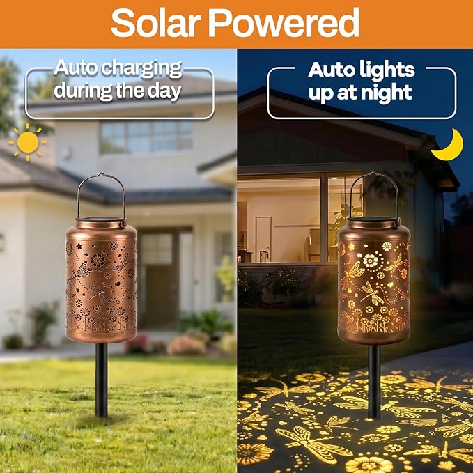 Dragonfly Solar Lanterns Outdoor Waterproof,Birthday Gifts for Women Mom Grandma,Decorative Hanging Garden Decor for Yard, Patio, Backyard, Porch