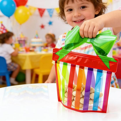 W WINTMING 30Pcs Resealable Gift Bags with Handle Plastic Party Favor Bag Cellophane Zip Lock Treat Bag Rainbow Standing Goodie Bags Holiday Birthday
