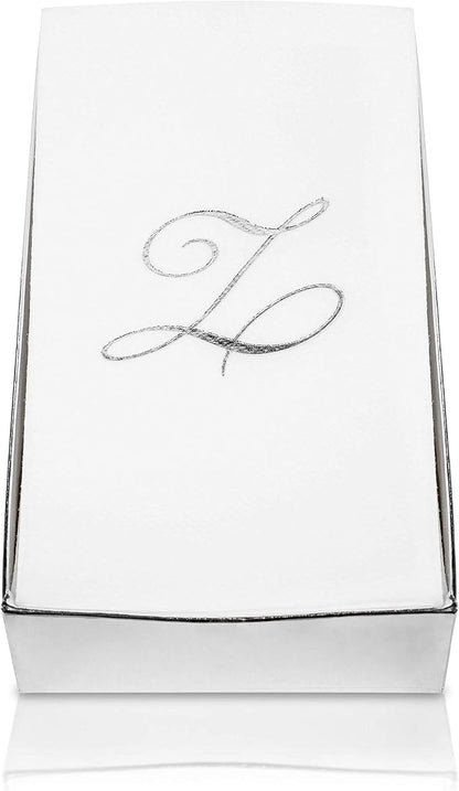 AMERICAN HOMESTEAD Disposable Hand Towels - Gold Foil Monogrammed Guest Napkins - Linen-Like Bathroom Paper Towels for Guests - Perfect Wedding and Party Napkins - 50 Count (Gold J)
