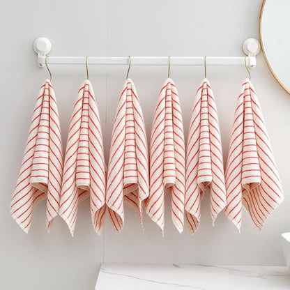 Striped Towels for Bathroom, 6 Pack Bath Hand Towels 100% Cotton Absorbent Quick Dry Face Towels for Bathroom Showering & Guest & Men and Women, 13” x 29”, Red and White Stripe