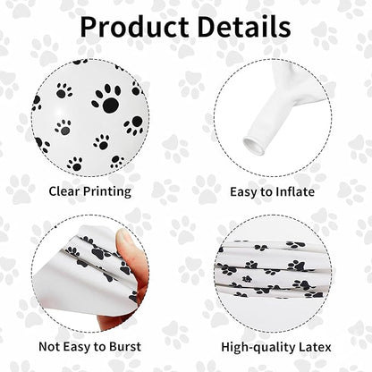 Baipian Paw Balloons, 60 Pcs Dog Paw Balloons, 12 Inch White Paw Print Balloons Pet Latex Balloons Helium for Kids Animal Dog Themed Party, Dog Birthday Decorations, Puppy Dog Themed Party Supplies