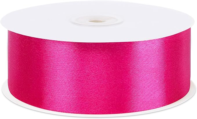 woric Hot Pink Ribbon 1 1/2 Inch 60 Yards Pink Bows Decor Satin Ribbon for Mothers Day Flower Bouquet Gift Wrapping Bows Crafts Wedding Holiday Decorations
