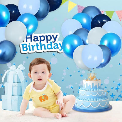 Blue balloons, 50Pcs Metallic Blue balloons 12inch Navy blue balloons for Birthday, Baby Shower, Wedding, Boys, Men, Graduation