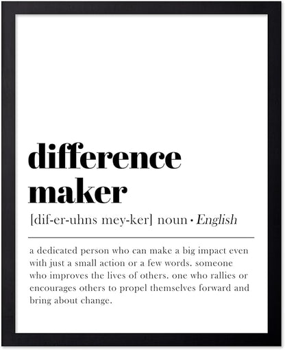 Poster Master Typography Poster - Dictionary Print - Definition of Difference Maker, Book Page - Gift for Teacher, Mentor, Friend - Wall Decor for Home, Classroom, Office, 8x10 Black Framed