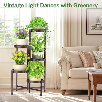 iDavosic.ly Plant Stand Indoor Outdoor, 5 Tier Corner Metal Flower Display Holder Shelf, Folding Tall Orchid Rack for Patio Balcony Porch Garden Living Room House, Violet Bronze