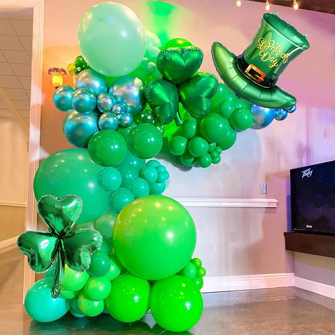 St. Patrick's Day Balloons Set, 9PCS Lucky Shamrock Green Hat Mylar Foil Balloons for St Patrick's Day Birthday Baby Shower Wedding Irish Themed Party Decoration Supplies