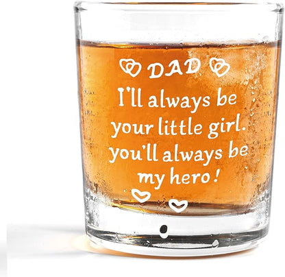 Nogrit Dad Gifts from Daughter Whiskey Glasses 10 oz, Dad Gifts for Father's Day Birthday, Father Daddy Old Fashioned Rocks Glasses for Men Drinking Cocktail Scotch Vodka Tequila Rum