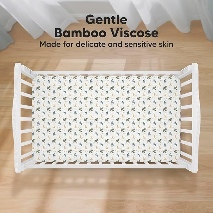 KeaBabies 2-Pack Baby Crib Sheets for Boys, Girls - 52x28 Viscose Derived from Bamboo Toddler Bed Sheets Neutral, Fitted Crib Mattress Cover for Standard Baby Bedding, Soft & Cozy (Dragon Tale)