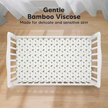 KeaBabies 2-Pack Baby Crib Sheets for Boys, Girls - 52x28 Viscose Derived from Bamboo Toddler Bed Sheets Neutral, Fitted Crib Mattress Cover for Standard Baby Bedding, Soft & Cozy (Dragon Tale)