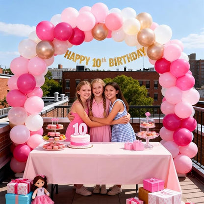 Pink Balloons Set, 12inch Retro Pastel Hot Light Pink Rose Gold White Latex Balloons for Girl Women Graduation Princess Wedding Bridal Baby Shower Mothers Day Bachelorette Birthday Party Decorations