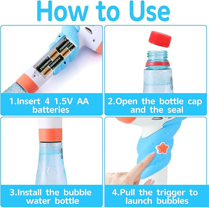 Unicorn Bubble Machine Wand for Kids Toddlers Age 1 2 3 4 5 6 7 8 Years Old Cute Birthday Party Easter Day Gift with Music&Light Baby Outdoor Outside Toy Game for Little Girl Boy Include Solution Blue
