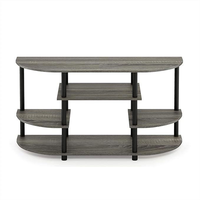 Furinno JAYA Simple Design Corner TV Stand, French Oak Grey/Black, 42.04 x 22.75 x 15.55 Inches