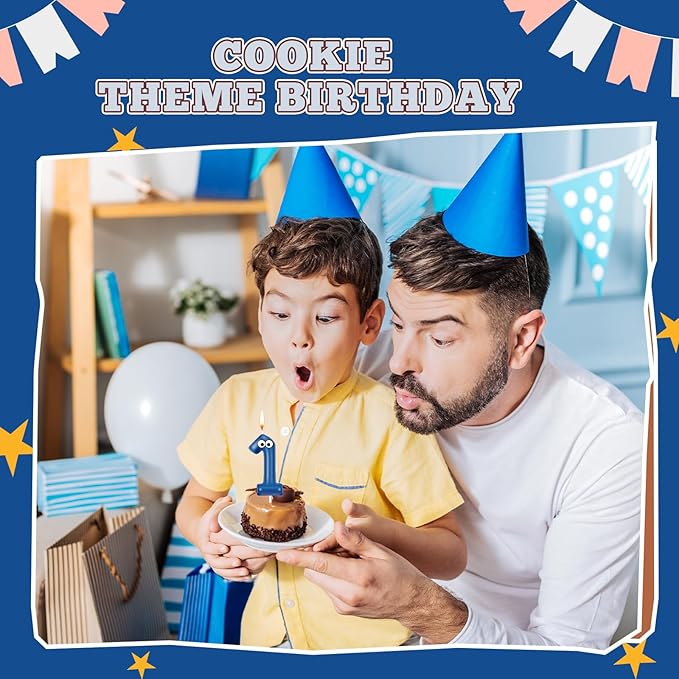 MTLEE Number Birthday Candle Monster Theme Candles Cookies Cake Topper for Girl Boy Cartoon Birthday Party Cake Decorations Supplies(Blue A,Number 1)