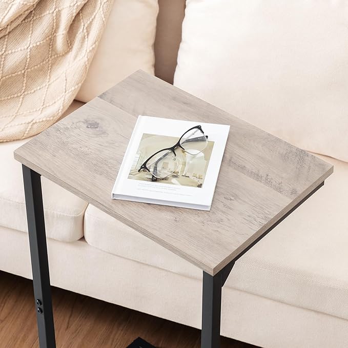 AMHANCIBLE C Shaped End Tables, Couch Side Tables that Slide Under, TV Trays for Living Room, Bedroom, Small Space, Sofa, Grey HET02BGY-1
