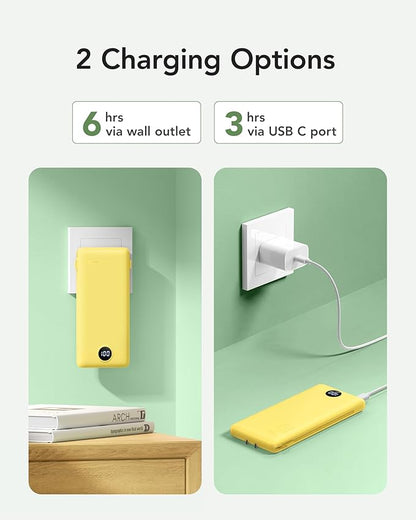 VRURC Portable Charger Power Bank - 10000mAh Fast Charging 22.5W PD 20W Slim Portable Charger Built in Cables Power Bank with Cords,USB C Portable Phone Charger Travel Accessories -Yellow