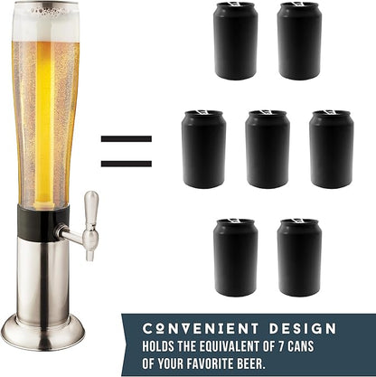 Hammer + Axe Beverage Dispenser – 88 oz Party Drink Dispenser with Ice Tube & Tap| Drink Fountain for Beer, Water, Iced Tea| Mimosa Tower| Margarita Tower| BBQ & Tailgate Essential| Home Bar Accessory