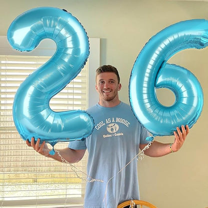 Pearlescent Blue 6 Balloon, Number Balloons 40 Inch, 6th Balloons for Birthday Decorations, Pearlescent Blue Party Supplies 6 Birthday Balloon, Number 6 Balloon