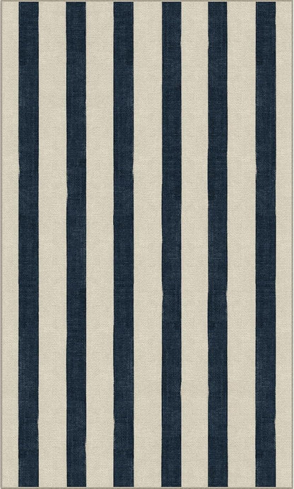 Blue and White Striped Entry Rug - 3x5 Ft Washable Indoor Outdoor Front Door Mat Outside Entrance Front Porch Mat Non-Slip Floor Carpet for Bedroom Entryway Kitchen Office Porch Decor