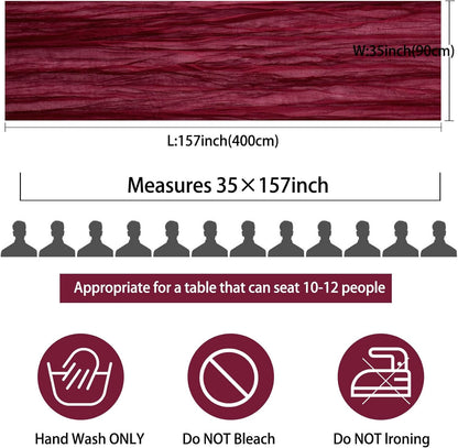 12 Pack 13Ft Cheesecloth Table Runner 35x157 Inch Boho Gauze Rustic Long Table Runner for Wedding Bridal Shower Birthday Party Table Decor (Burgundy)