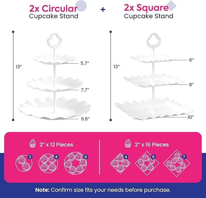 Riccle 10Pcs Dessert Table Display Set, 3 Tiered Cupcake Stand, Cupcake Holder & Cake Stands, Dessert Display Serving Trays for Party, Bridal Shower, Baby Shower, Tea Party, and Birthdays