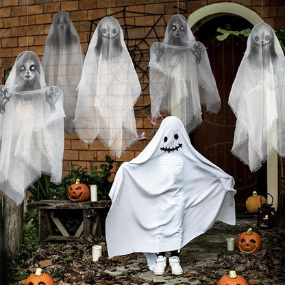 Cheerland Hanging Ghost Halloween Decoration Creepy Floating Ghost Garland Flying Ghouls for Haunted Mansion House Horror Parties Spooky Birthday Party Banner Scary Terror Fabric Yard Decor