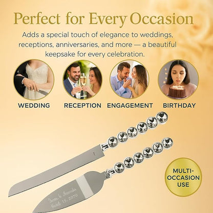 GIFTS INFINITY Personalized Wedding Cake Knife and Server Set with Engraving – Cake Cutting Utensil Set, Keepsake Gift for Wedding, Anniversary, Reception, Birthday & Other Occasions (ST-101)