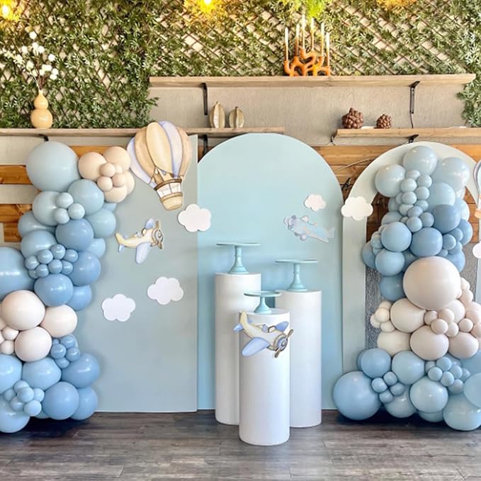 Awenztech 120pcs Light Blue Balloon Arch Kit, 18 12 10 5 inch Pastel Baby Blue Latex Balloons Different Sizes Balloon Garland for Graduation Baby Shower Gender Reveal Birthday Party Decorations