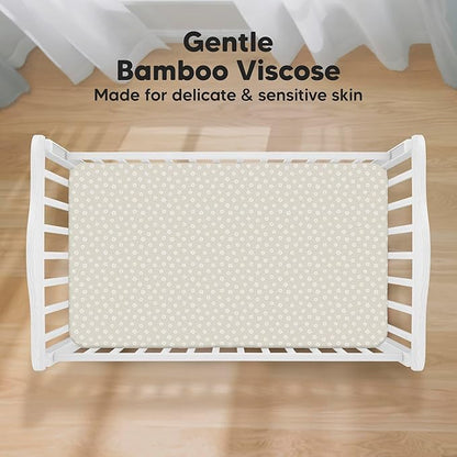 KeaBabies 2-Pack Baby Crib Sheets for Boys, Girls - 52x28 Viscose Derived from Bamboo Toddler Bed Sheets Neutral, Fitted Crib Mattress Cover for Standard Baby Bedding, Soft & Cozy (Meadow)