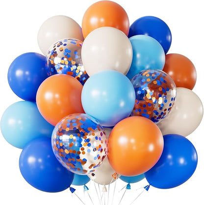 Blue and Orange Balloons – 12 Inch Blue Orange Balloons Set Thick Nude Balloon Shiny Confetti Latex Balloon for Birthday Baby Shower Wedding Party Decorations, Space Theme Party Supplies