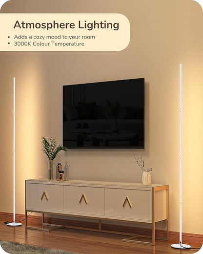EDISHINE LED Corner Floor Lamp, 57.5" Minimalist Dimmable Sleek Light, Adjustable Height, Tall Floor Lamps for Living Room, Bedroom, Office, 3000K Warm White Light, White