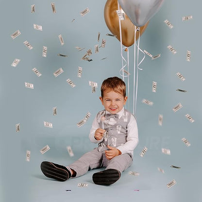 PrimePure Confetti Cannon Party Poppers - Biodegradable Money Confetti Poppers - 6 Pack - Mini 100 Dollar Confetti Party Poppers Shooters for Events, Birthday, Celebrations