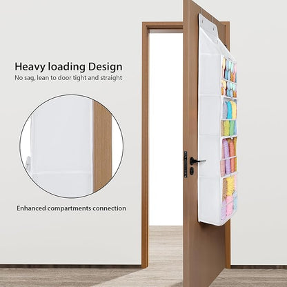 Univivi Hanging Yarn Storage Organizer with 5 Zipper Closure Compartments, Large Capacity Knitting Organizer Storage, Over the Door Hanging Yarn Holder for Knitting Needles,Crochet Hooks (Clear White)