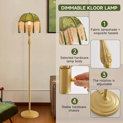 Vintage Floor Lamp - 62.6" Mid-Century Modern Standing Light Nordic Reading Lamp for Living Room/Bedroom/Office/Dorm | Classic Luxe Design