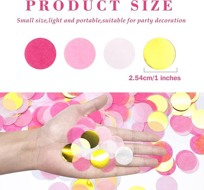 VCOSTORE 1 Inch Tissue Paper Confetti Circles,1.76oz Round Paper Table Confetti Circle Dots, Suitable for Birthday Wedding Party Decoration and Baby Shower decorations,Pink and Gold,5000 Pieces