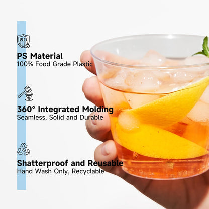 RACETOP 9 oz 200 packs Clear Disposable Plastic Cups, Durable Plastic Cups Tumblers, Perfect for Parties, Wedding and Festival Events
