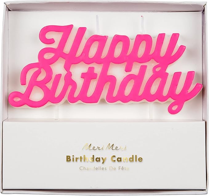 Meri Meri Pink Happy Birthday Candle (Pack of 1)