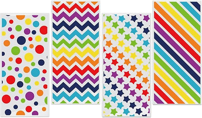 50 Pcs Rainbow Cellophane Treat Bags, Polka Dot Stripes Stars Printed Pattern Mixed Bags, Goodie Candy Favor Bags with Twist Ties for Pride Day, Baby Birthday Party Supplies(5inch x 10inch)