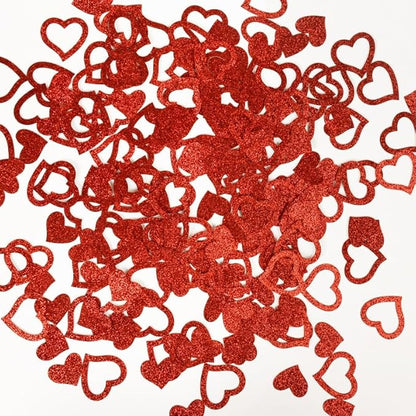 100Pcs Valentine's Day Paper Confetti Glitter Red Heart Valentine's Day Wedding Birthday Baby Shower Party Favors Love Theme Table Scatter Decorations Supplies
