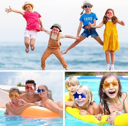 PLULON 40 Pairs Multicolor Star Sunglasses Rimless Star Shape Sunglasses, Colorful Star Glasses Bulk Bachelorette Sunglasses Star Party Favors for Birthday Beach Kids Adult