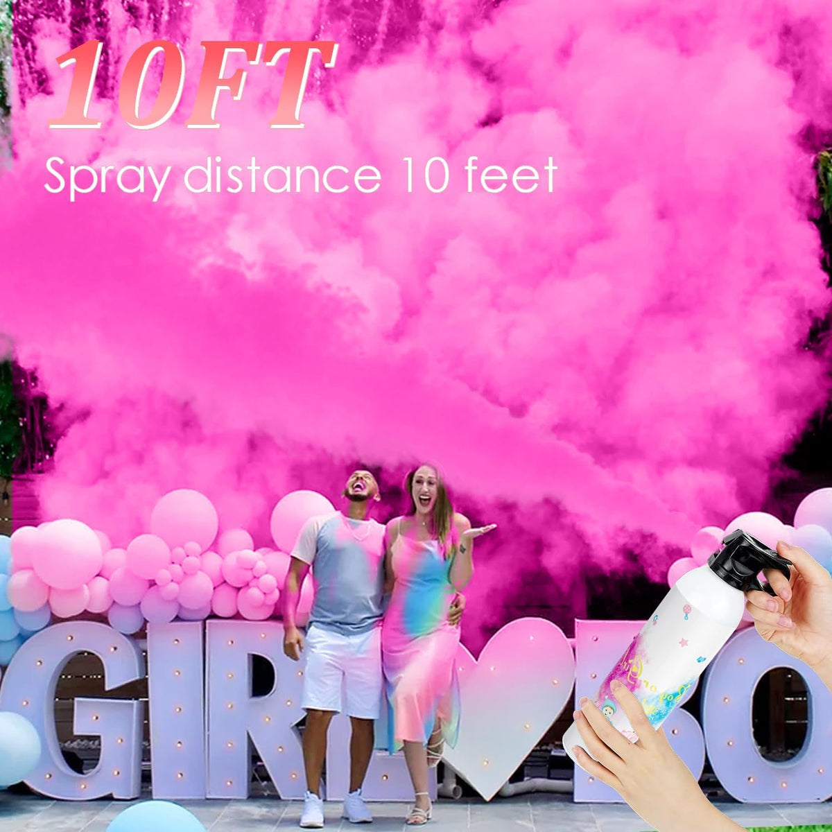 SRG Large Gender Reveal Fire Extinguisher Color Blaster | 2 Packs Baby Girl Pink Gender Reveal Extinguisher | Pink Smoke for Gender Reveal Party & Ideas | Long Lasting（Pink）
