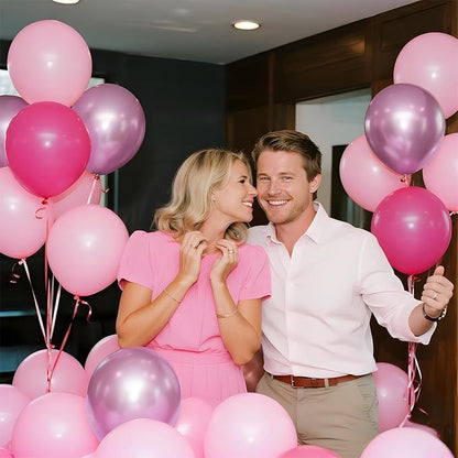 100Pcs Pink Balloons 12Inch Hot Pink Metallic Pink Balloon Light Pink Balloon for Birthday Wedding Baby Shower Princess Party Decorations
