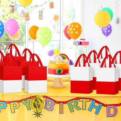 Locmeo 24 Pcs Party Favor Bags with Handles Reusable Non Woven Gift Bags for Girl Boy Birthday, 8 x 4 x 10 Inch