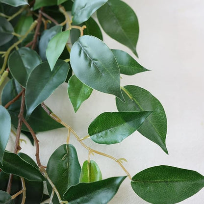 mizii 5 Packs 390" Artificial Vines Ficus Garland Fake Vine Silk Green Leaves Faux Plants Greenery Decoration for Bedroom Room Wall Party Table Centerpieces Wedding Arch Decor