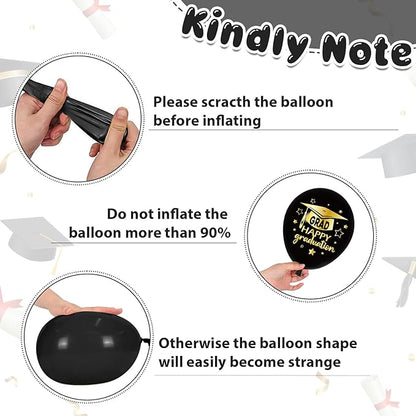 Graduation Balloons, Graduation Party Decoration, 50PCS 12 Inch Black Gold Confetti Graduate Ballons for Grad College High School Class of 2026 Congrats Grad Party Decorations