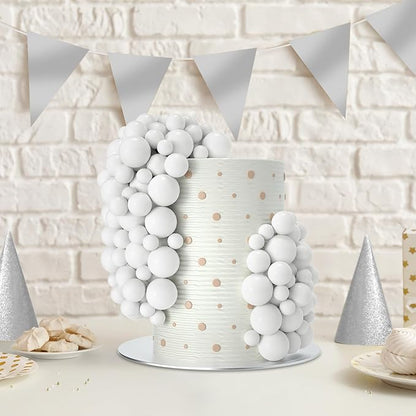 NACHLYNN 80 Pcs Cake Balls Decorations Mini Balloon Cake Topper Balls Foam Cupcake Toppers Balls for Cake Decorating Birthday Parties Weddings Anniversary (White)