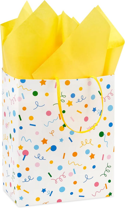 Birthday Hallmark 9" Medium Gift Bag with Tissue Paper (Happy Cake Day, Colorful Confetti) for Kids, Coworkers, Friends