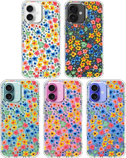 MOSNOVO Case for iPhone 16, [Buffertech 6.6ft Military-Grade Drop Protection] [Anti Peel Off Tech] Clear TPU Bumper Phone Case Cover Design - Little Flowers